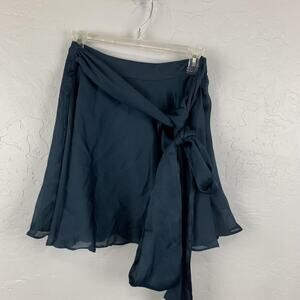 Free People x KAS New York Skirt Womens Small Blue Wrap Tie Waist Chiffon Lined